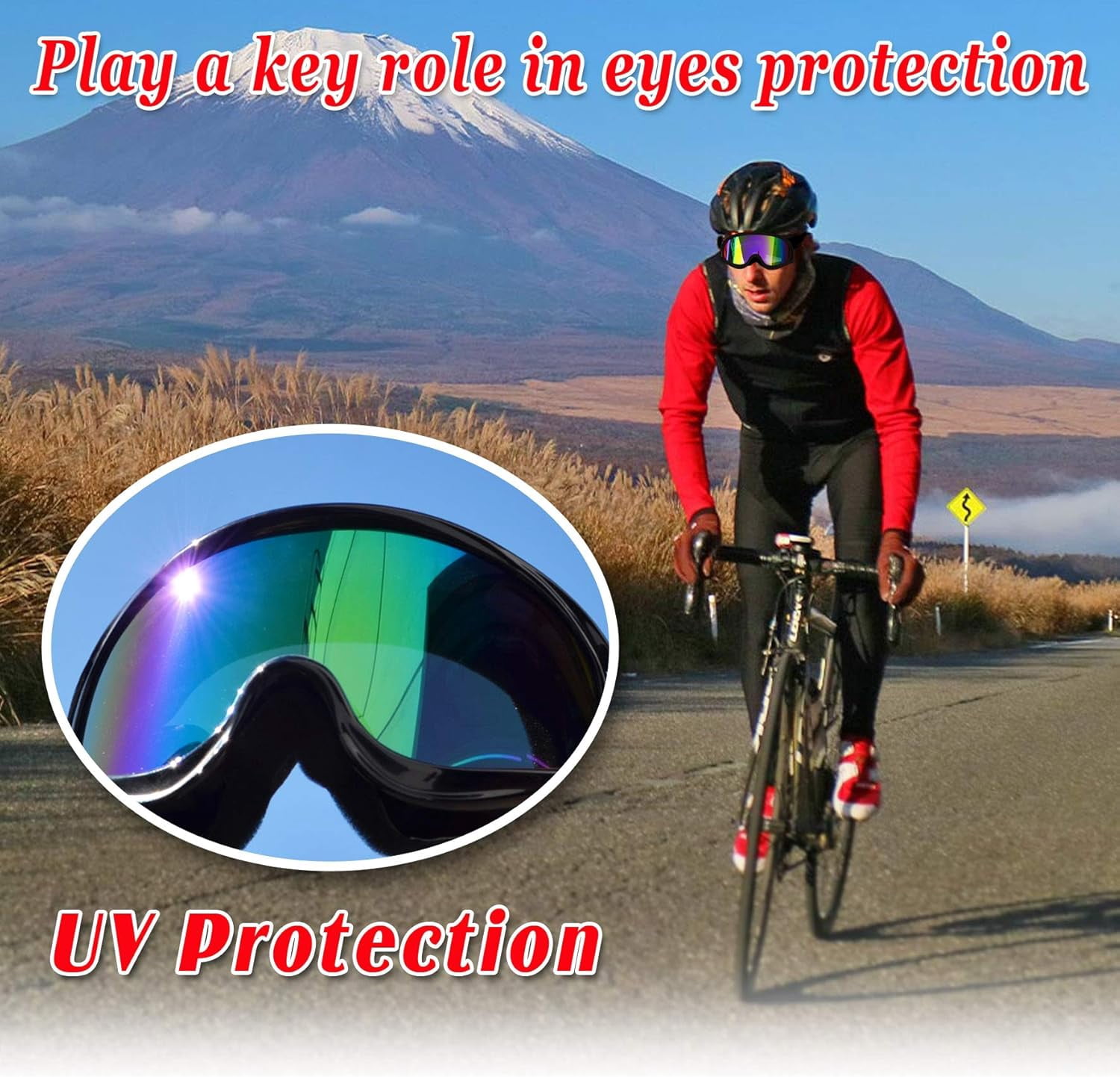 ALUVIERA Motorcycle and Bike Goggles UV400 Anti-fog Sunglasses Clear Skiing Ski Goggles Sport Goggles (White)