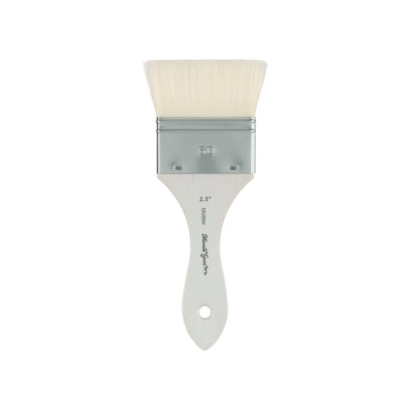 Mimik Synthetic Goat Hair Mottler Paint Brush 2.5" - Short Handle Flat Watercolor Brush- Soft, Absorbent, Synthetic Paint Brush for Watercolor, Oil & Acrylic- Rust-Proof Ferrule- Handmade in Germany