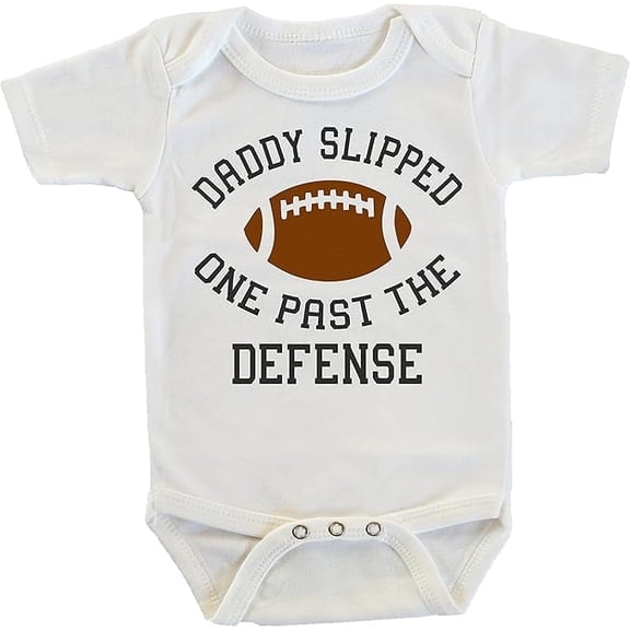 Daddy Slipped One Past the Defense Football Pregnancy Reveal Announcement Onesie/Bodysuit