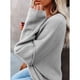 thumbnail image 4 of Suéter de punto de manga larga gris para mujer con cuello redondo y botones: estilo casual sencillo en colores puros, talla M, 4 of 7