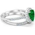 thumbnail image 3 of Divine Creation 2.00 Ct Pear Cut Green Emerald Wedding Engagement Bridal Ring Set 14K White Gold Plated 925 Sterling Silver For Women's -4, 3 of 3