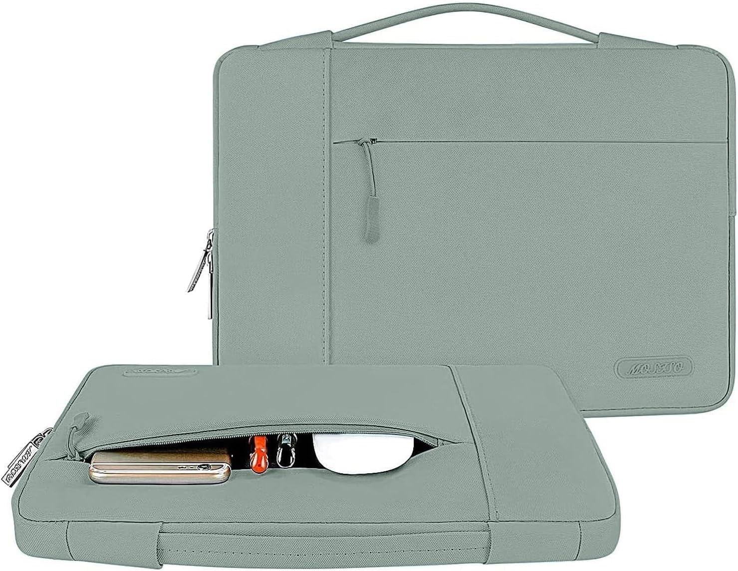 MOSISO Laptop Sleeve 14 Inch Notebook Briefcase Handbag for ThinkPad/Chromebook Polyester Carrying Sleeve Case Bag for MacBook Air Pro 15 inch, Antique Green