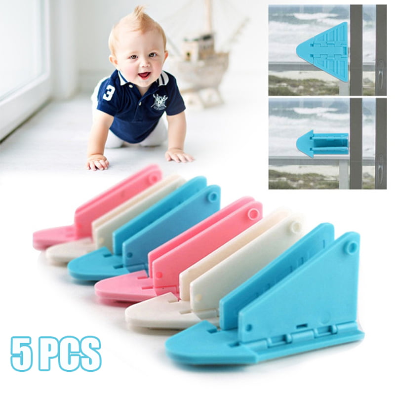 5pcs Child Baby Safety Draw Lock Door Stopper Safety Guard Protection White 