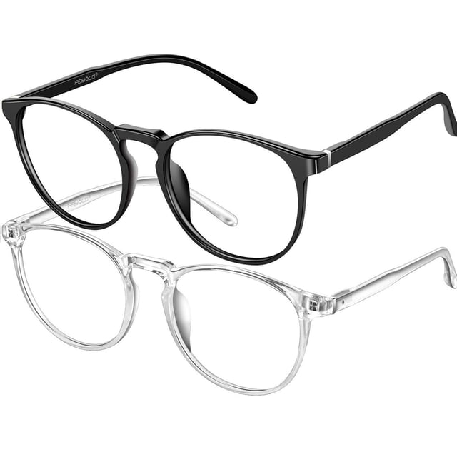 Gafas con bloqueo de luz azul FEIYOLD, retro, redondas, paquete de 2