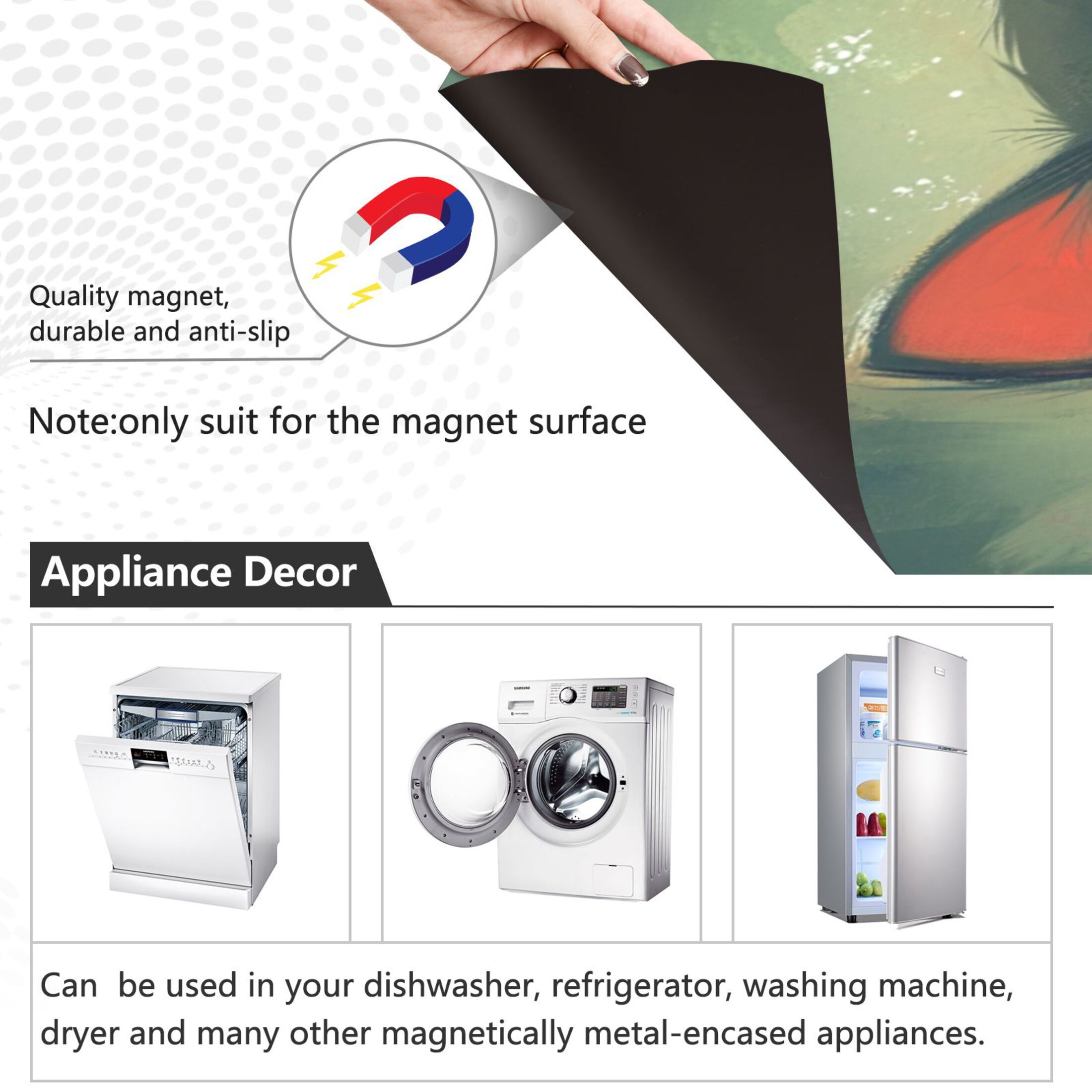 Dishwasher Magnetic Sticker 23x26 Inch Refrigerator Magnetic Sticker Washing Machine Magnetic Sticker Kitchen Panel Magnetic Sticker Home Decor Adorable Black Cat