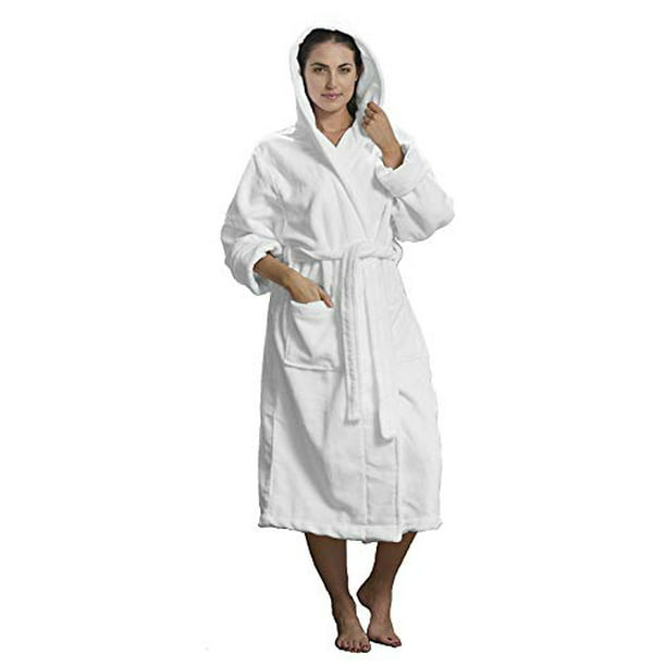 BY LORA Women's Shower Terry Hooded Bathrobe Towels, Small Medium 