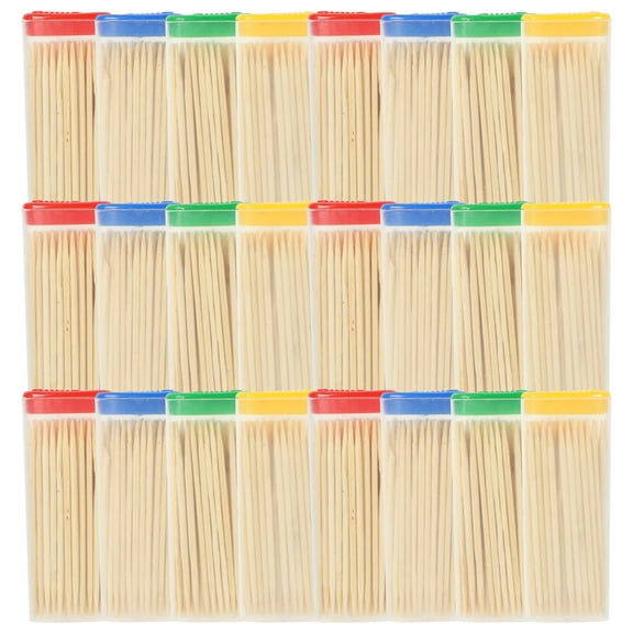 KAKOWELY Bamboo Toothpicks Assorted Color 24 Boxes 11.8X3.9X0.5In