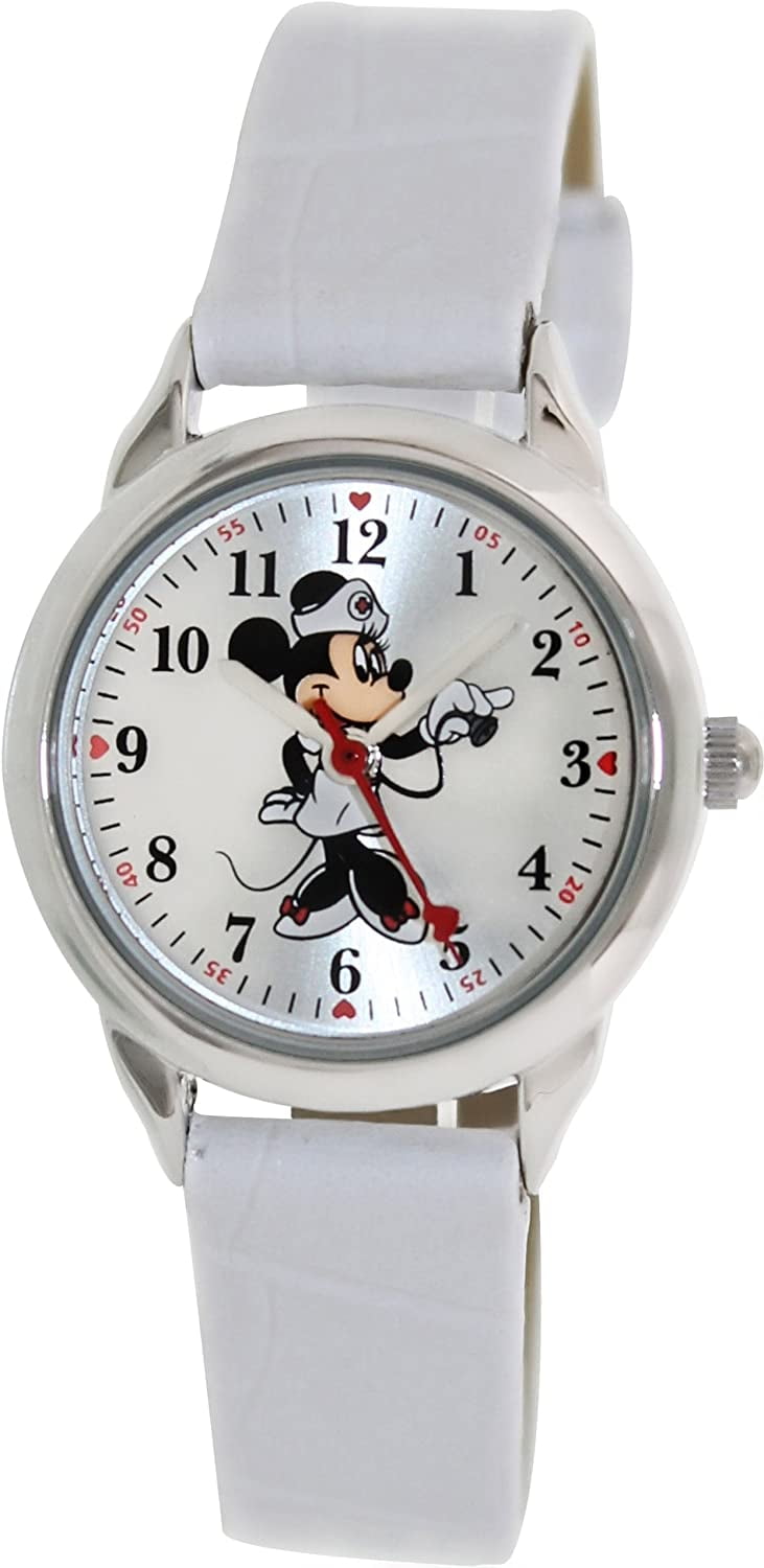 Disney - Disney Women&amp;#39;s MCK308 Minnie Mouse Nurse White Strap Watch