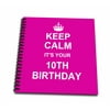 3dRose Keep Calm its your 10th Birthday - hot pink girly girls fun stay calm about turning double digits - Mini Notepad, 4 by 4-inch
