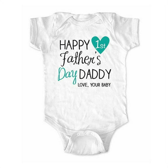 Happy first Father's day Daddy Love, your Baby - wallsparks cute & funny Brand - baby one piece bodysuit - Great baby shower gift!