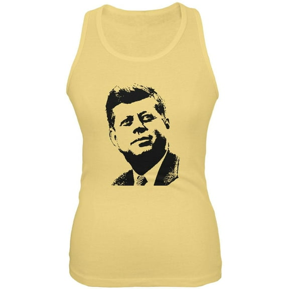 JFK Silhouette Juniors Soft Tank Top Yellow LG