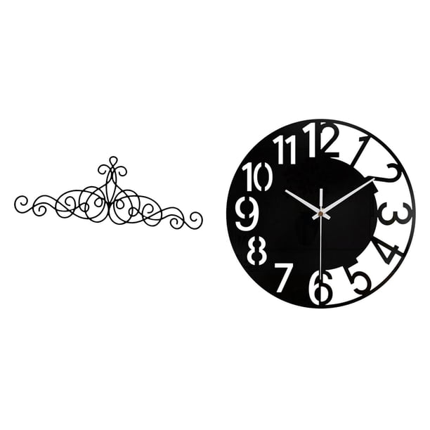 Decoración de pared con pergaminos,Decoración de pared con pergamino,arte rústico de metal.,Reloj de pared grande,Reloj de pared acrílico silencioso de estilo moderno.,Reloj de pared grande