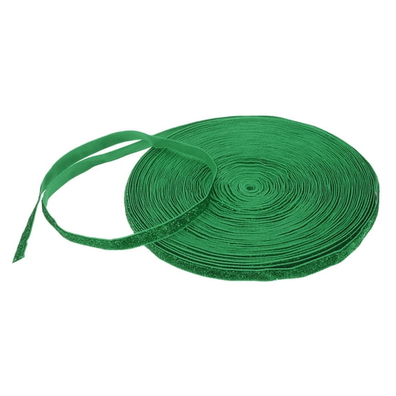 Uxcell Metallic Glitter Velvet Ribbon 3/8"x 25 Yard Single Face Sparkle Ribbon Gift Wrapping Christmas Green