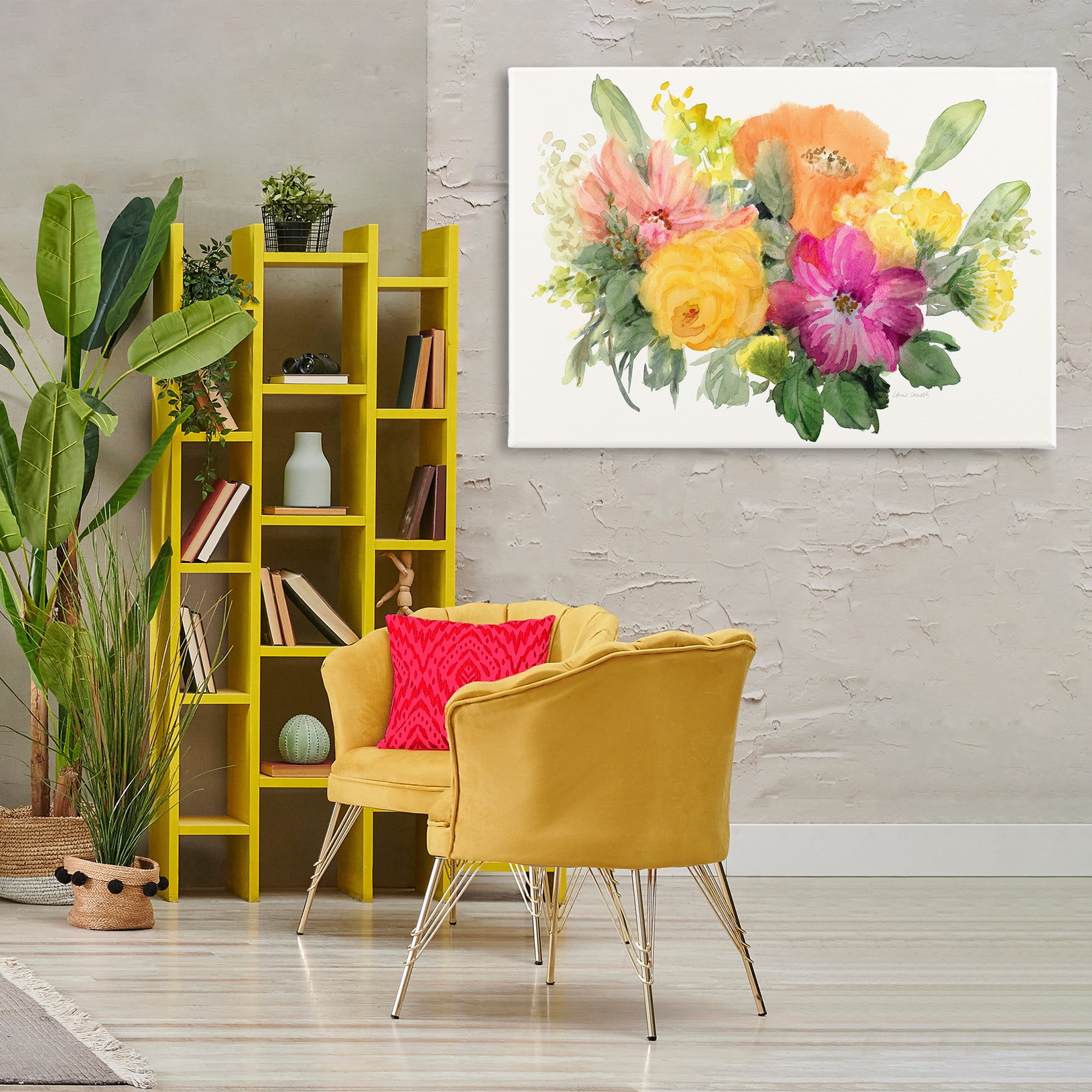 Stupell Industries Bold Bouquet Beauty Botanical & Floral Painting Gallery Wrapped Canvas Art Print Wall Art, 45 x 30