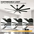 thumbnail image 5 of Chords Attic 72" 8-Blade Reversible Ceiling Fan with LED lights and Remote Control, 6-Speed, Timer Setting Quiet DC Motor, 5 of 11