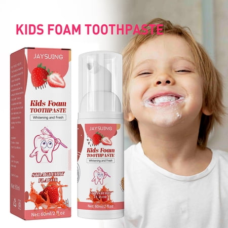 Smrinog Kids Foam Toothpaste Prevent Tooth Decay Protect Gums Stain Removal Tooth Mousse Oral Cleaning Whitening Dental Care Fruit Flavor for Children Teeth Care (Strawberry)