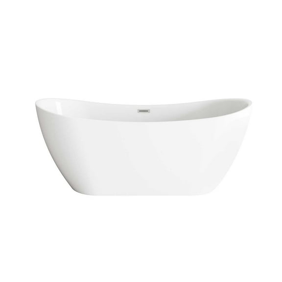 Elegant Kitchen and Bath 67 inch Bathtub in Glossy White with Brushed Nickel Trim