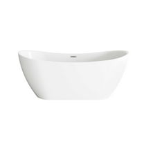 Elegant Kitchen and Bath 67 inch Bathtub in Glossy White with Brushed Nickel Trim