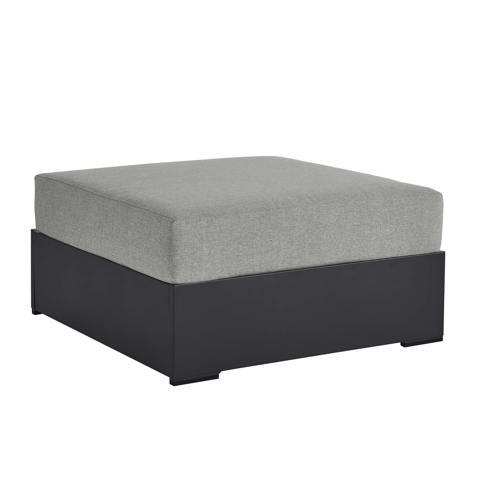 Tahoe Outdoor Patio Powder-Coated Aluminum Ottoman in Gray Gray