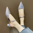 thumbnail image 3 of IUJSOY Women's Slingback Heels Closed Pointed Toe Kitten Pumps Slip on Wedding Bride Dress Shoes, 3 of 7