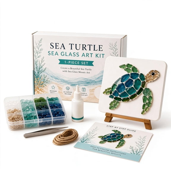 DIY Sea Glass Mosaic Craft Kit, Seaglass Art Kit for Adults ,A#