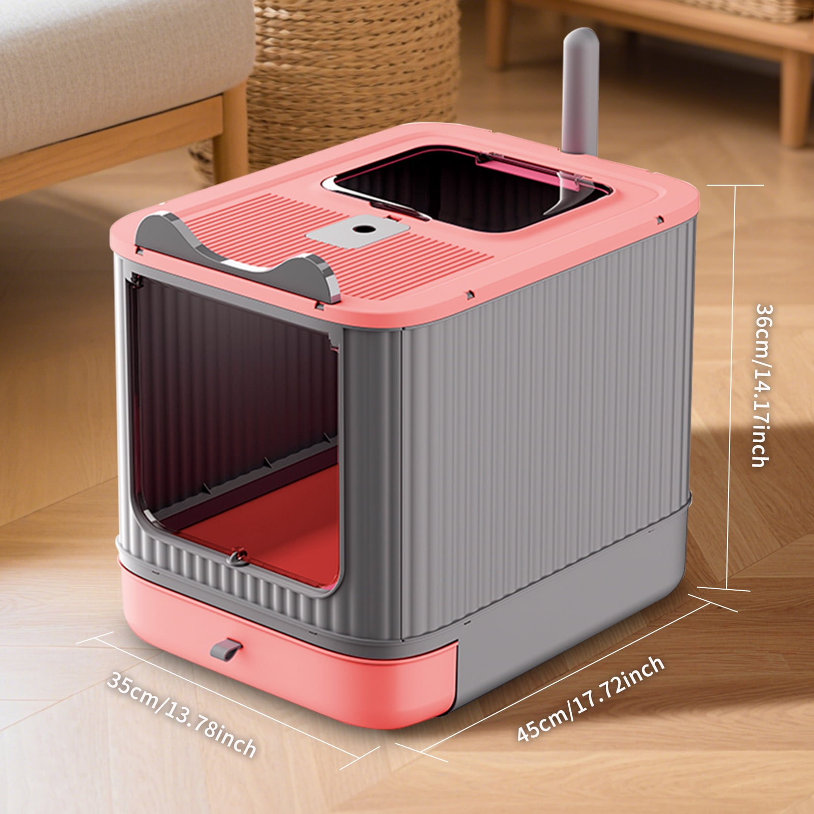 Large Capacity Cat Litter Box, Deodorizing Cat Litter Box with Tray And Shovel, Splashproof Design, Fully Enclosed Structure, Odor Isolation, Foldable Design, Equipped with Shovel, Deodorizer Bag