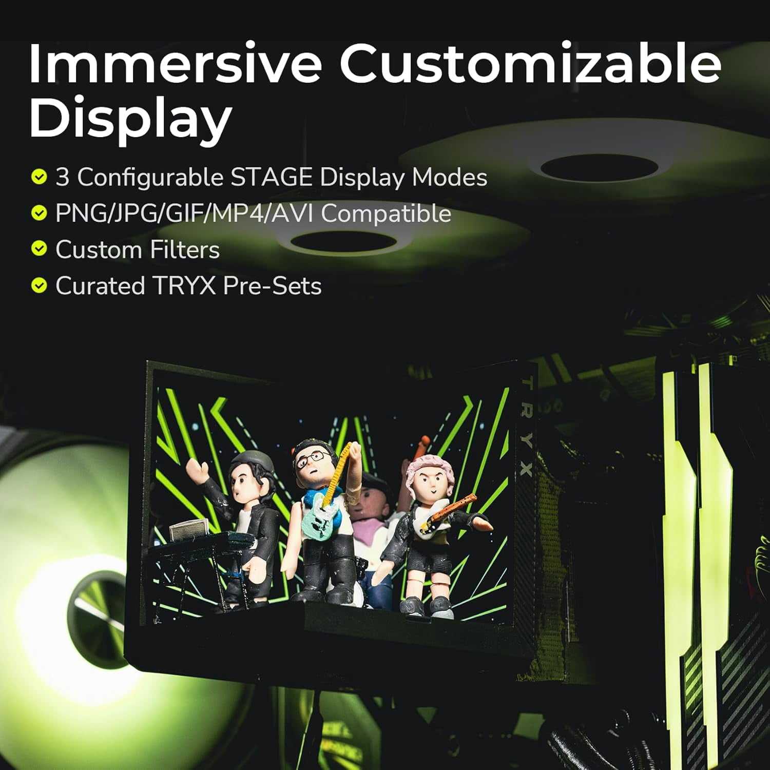 TRYX L-S360A-DM3M-G0K Stage ARGB 360mm AIO Screen3D Display Modes Asetek 7th GenV2 Intel LGA 1851/1700,AMD AM5/AM4 - Black