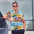 thumbnail image 3 of Kdxio Rainbow Animals on Noah's Ark Print Men's Short Sleeve Polo Shirt,Midweight Men's Shirt, 3 of 6