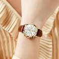 thumbnail image 5 of OLEVS Watches for Womens Brown Leather Strap Analog Quartz Rose Gold Fashion Casual Dress Multifunction Chronograph Diamond Date Waterproof Luminous Ladies Watches Relojes para Mujer, 5 of 15