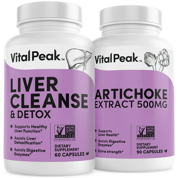 Liver Cleanse Detox & Repair and Herbal Artichoke Bundle for Enhanced Fatty Liver Protection, Energy & Focus