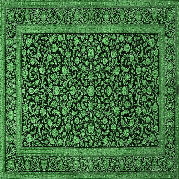 Ahgly Company Indoor Square Persian Emerald Green Traditional Area Rugs, 5' Square