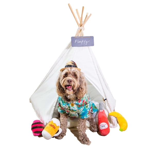 <new_title>Pet Teepee Dog Bed with Non-Slip Bottom, Natural White</new_title>