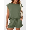 thumbnail image 2 of EASYBRA Womens Shorts Set Cotton Blend Raglan Sleeve Casual Summer Outfit Solid Color Two Piece Lounge Set S-XL, 2 of 5