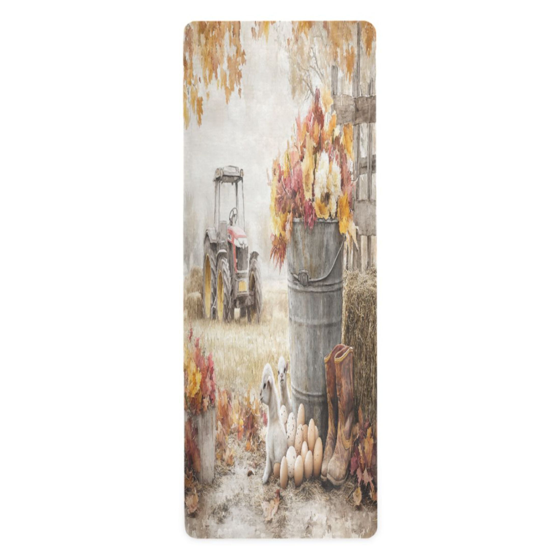BZSMCE Yoga Mat Women Autumn Scene with Goats Eggs Fitness Mat