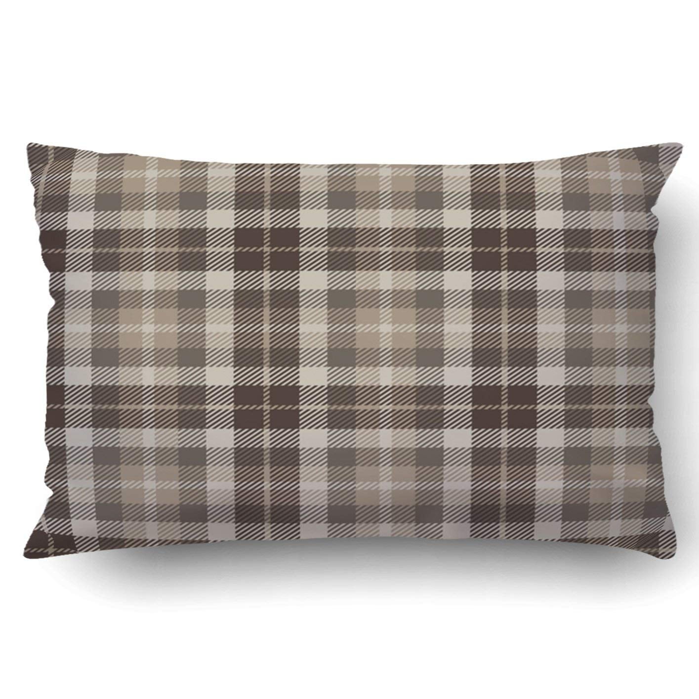 ARTJIA Plaid tartan Brown beige white color Scottish lumberjack hipster