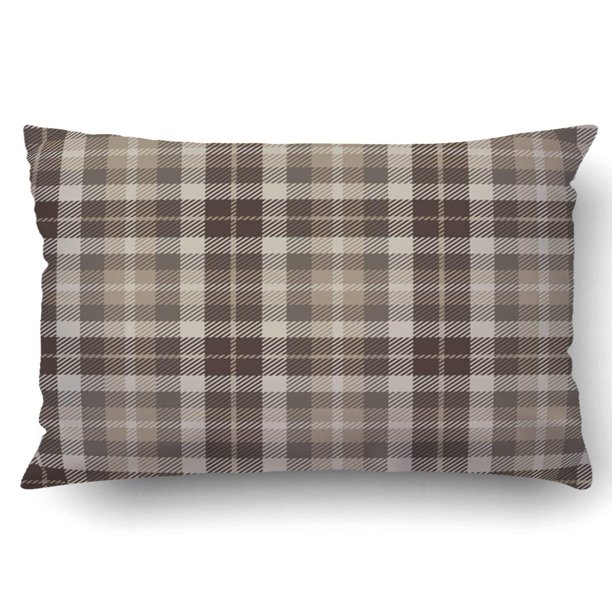 ARTJIA Plaid tartan Brown beige white color Scottish lumberjack hipster