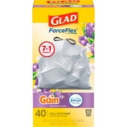 Glad ForceFlex Tall Kitchen Drawstring Trash Bags, 13 Gal, Gain Lavender, 40 Count