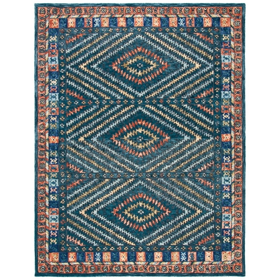 SAFAVIEH Aspen Alexanndria Geometric Wool Area Rug, Rust/Green, 8' x 10'