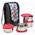 thumbnail image 2 of Midday Maxx Fresh Stainless Steel Lunch Box Set - Red | 3 Containers, 350ml Each+ 1 Container, 500ml - Spill Proof Containers | Airtight, Freezer Safe, Microwave Safe, Dishwasher Safe, 2 of 4