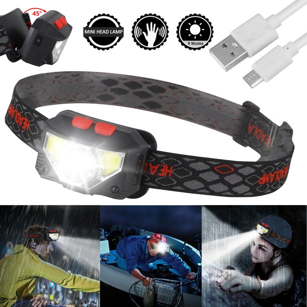 TSV Rechargeable Headlamp Flashlight, 800 Lumens Motion Sensor Head Lamp, IPX6 Waterproof Hands