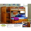 American Furniture Classics Mission Staircase Twin Over Twin Wood Bunk Bed with Storage, Honey