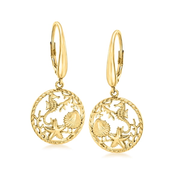Ross-Simons 18kt Yellow Gold Over Sterling Silver Sea Life Drop Earrings, Women's, Adult