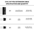 thumbnail image 5 of TEUCER 30cm PSU Extension Cable 3 in 1 Kit Motherboard ATX 24Pin GPU PCI-E 6+2Pin 8Pin CPU EPS 4+4Pin 18AWG Power Cord, 5 of 5