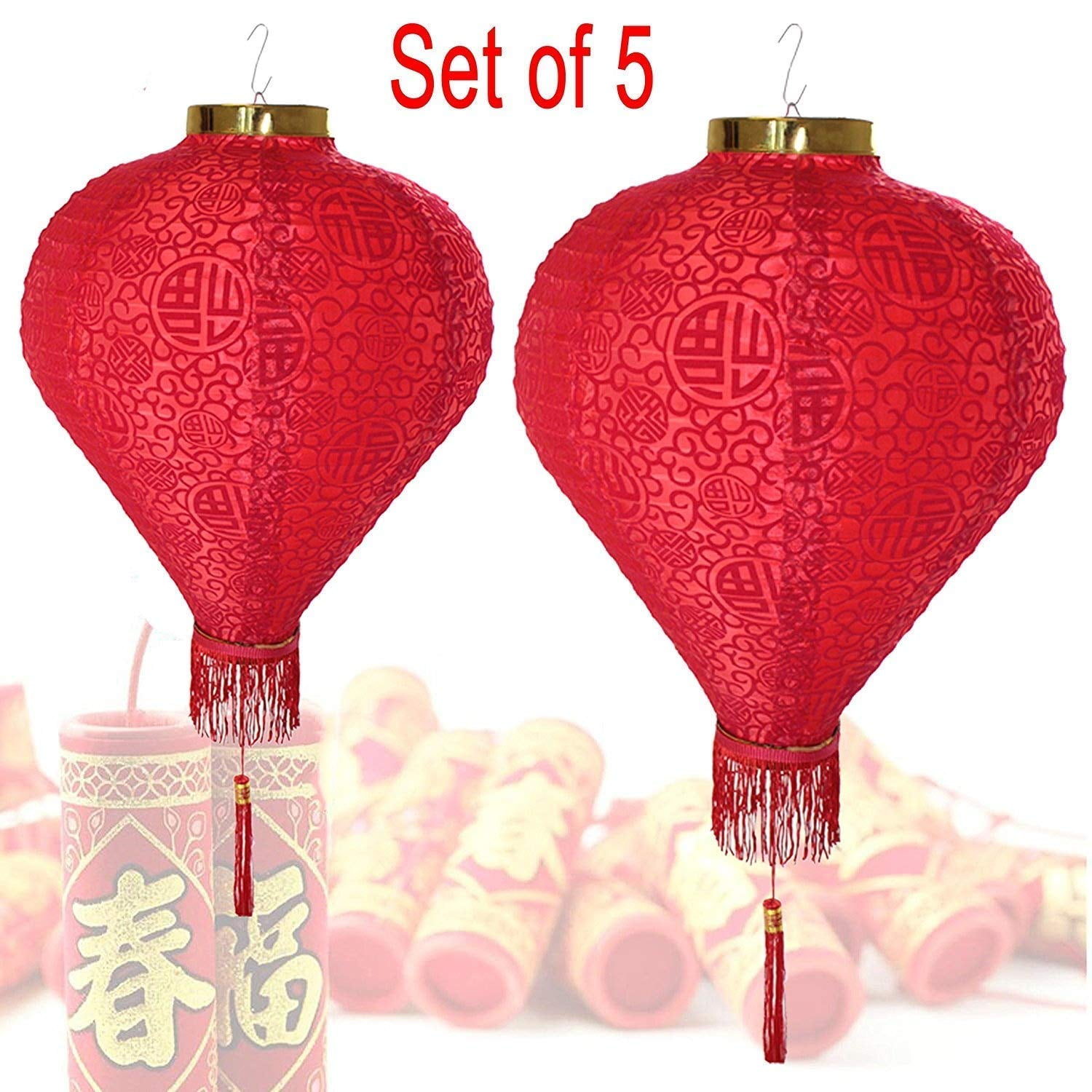 In store display by walmart: chinese new year 14" ( Set of 5 ) Red Good Fortune (Fu) Oriental Chinese Red Fu Paper