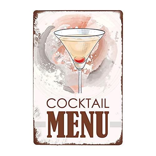 Various Cocktail Menu Retro Metal Tin Signs 8x12 Inches Kitchen Restaurant Poster Pub Bar Club Wall Decor Vintage Tin Sign
