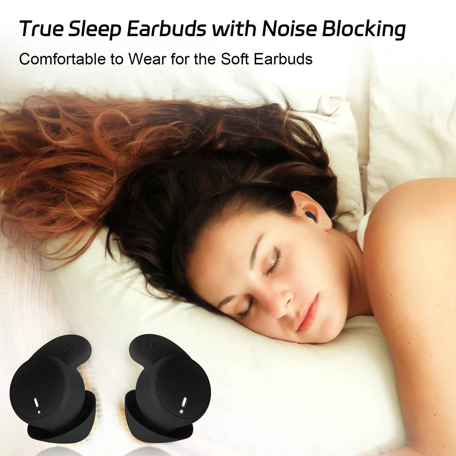 LOBKIN Sleep Earbuds,Mini Wireless Earbuds,Sleeping Headphones,20H Playtime Ear Buds with IPX6 Waterproof Earphones for Side Sleepers,Touch Control,Black