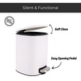 thumbnail image 3 of Stylish White Metal Trash Can with Silent Soft Close Lid, Large 5L - 1.3 Gal Capacity, Durable Foot Pedal for Hands-Free Operation, Modern Square Design - Ideal for Bathroom, Home or Office, 3 of 8