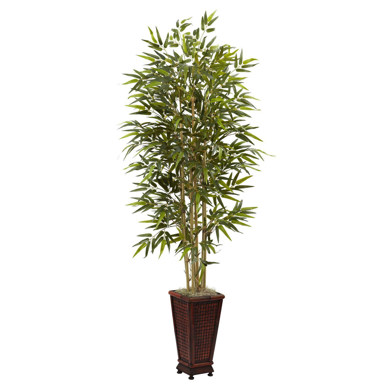 Green Nearly Natural 5924 5.5-Feet Ficus Tree with Bamboo Planter
