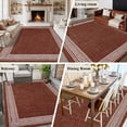 thumbnail image 6 of Coffee Brown Retro Greek Key Large Area Rugs for Bedroom Living Room, Soft Non Slip Carpet Bedside Rug, Geometric Greece Ancient Farmhouse Rectangular Floor Cover Kitchen Accent Rug 6'x9' for Office, 6 of 9