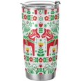 thumbnail image 4 of Tumbler Swedish Dala Horse Flower Red Green Insulated Office Coffee Cup Back to School Beverage Container Travel Mug with Straw and Lid Double Wall Stainless Steel 20oz, 4 of 6